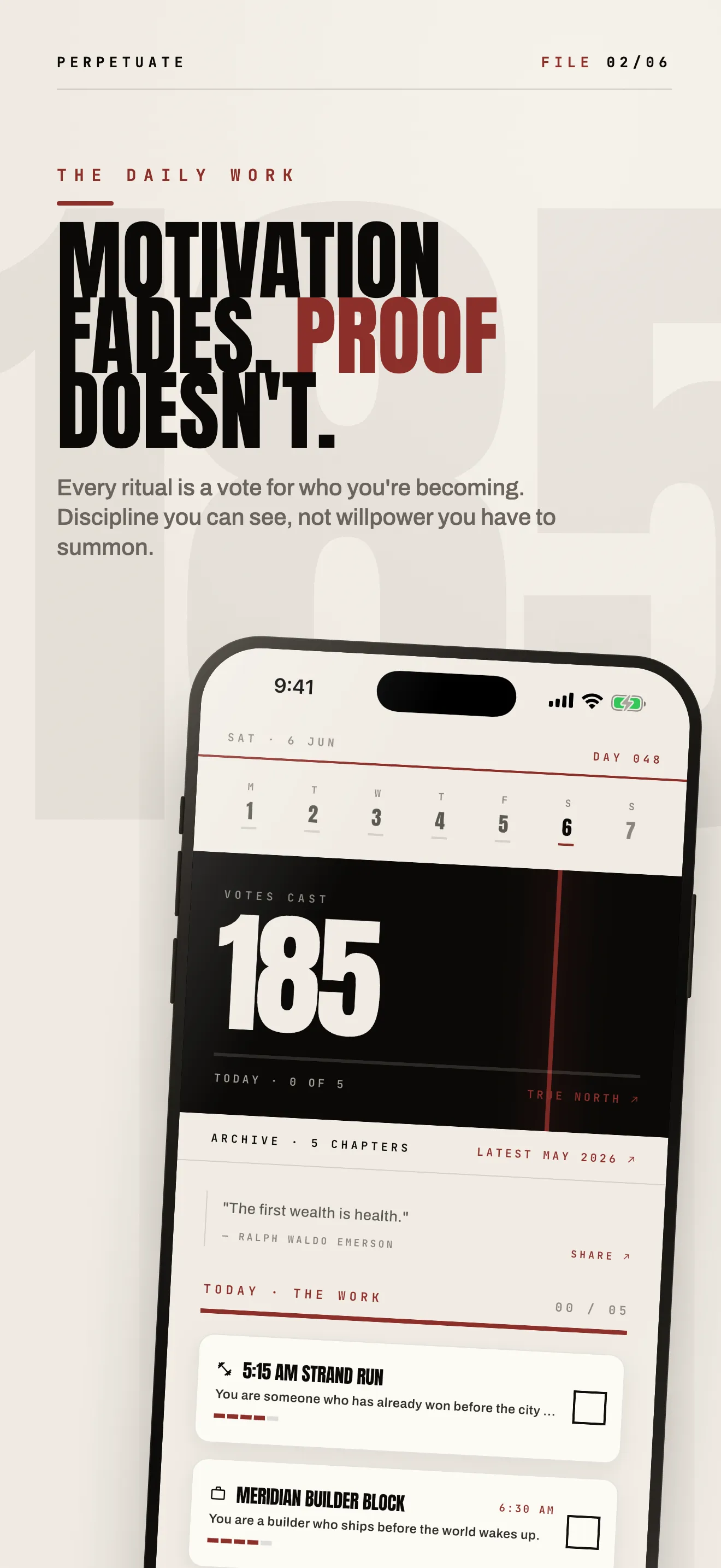 Perpetuate daily ritual screen